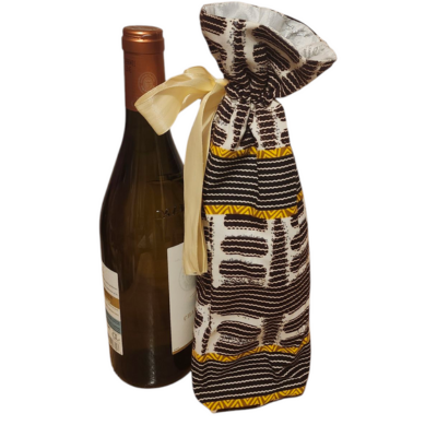 Sac à vin en tissu imprimé en coton - Réutilisable, élégant et universel