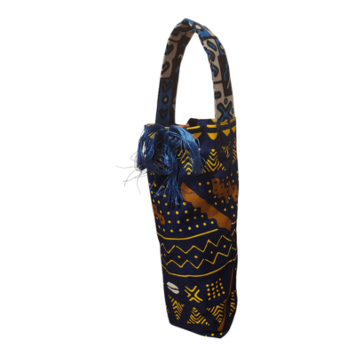 🧵 Sac à vin en coton imprimé - Élégamment fabriqué à la main et réutilisable