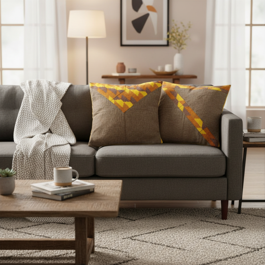 🛋️ Lot de 2 housses de coussin en tissu imprimé - Authentique et coloré