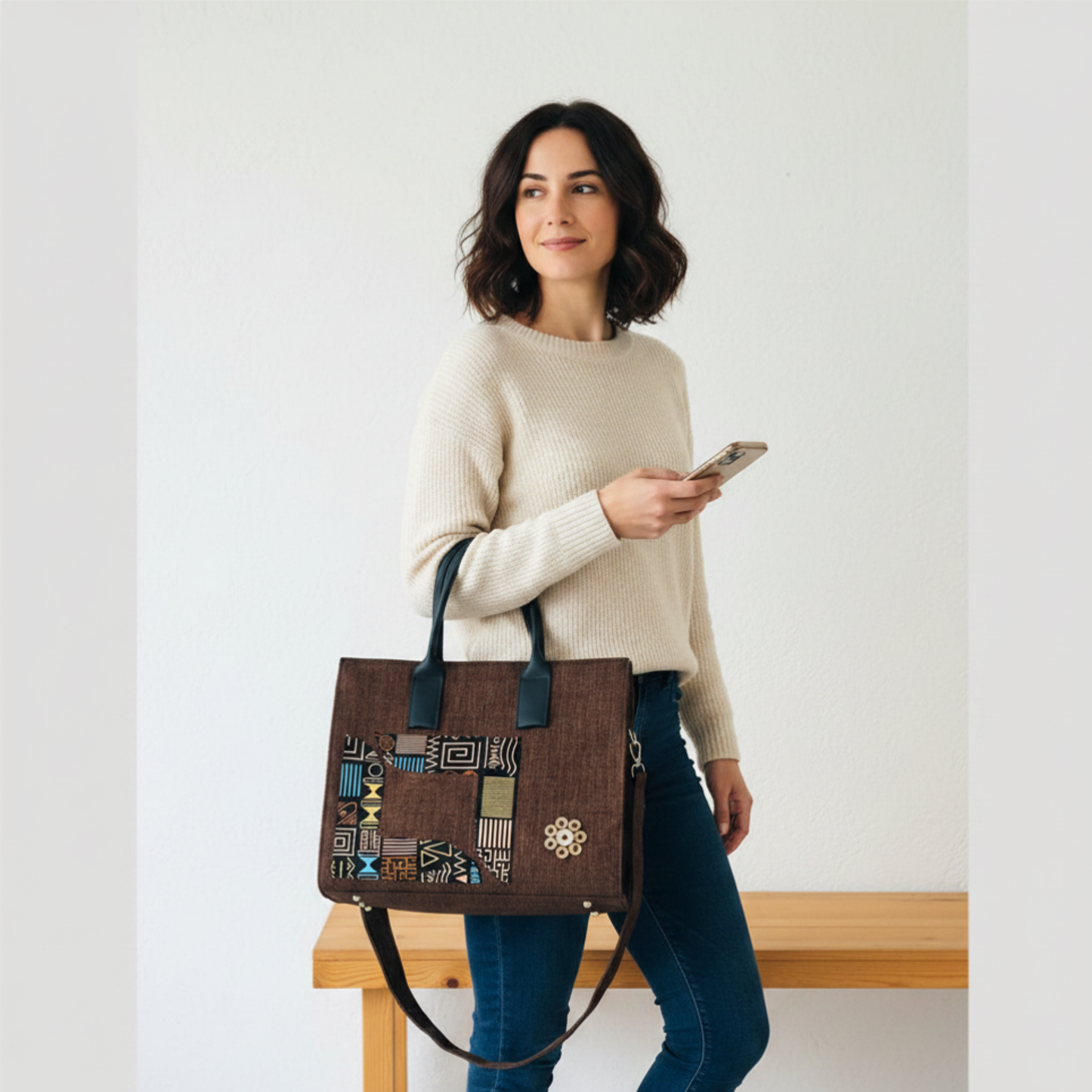Large Handmade Bogolan Fabric Handbag – HONEY
