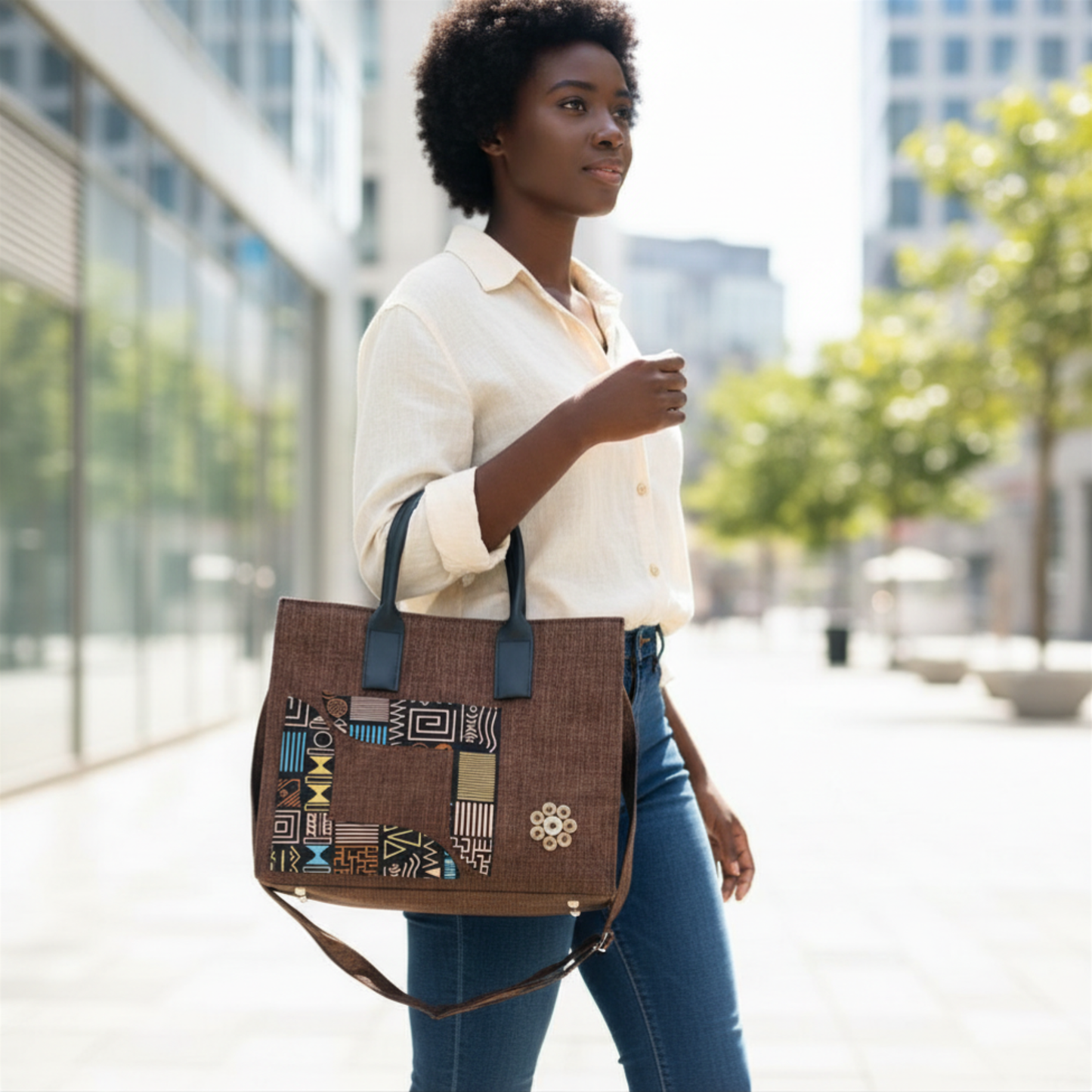 Large Handmade Bogolan Fabric Handbag – HONEY