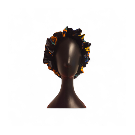 Vibrant African Print Satin Bonnet – Double Layered