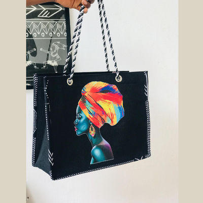Sac fourre-tout brodé à motifs africains - AHOE