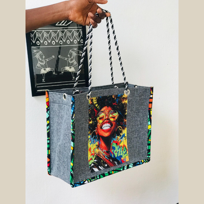 Embroidered Tote Bag with African Motifs - BODA
