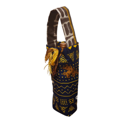 🧵 Sac à vin en coton imprimé - Élégamment fabriqué à la main et réutilisable