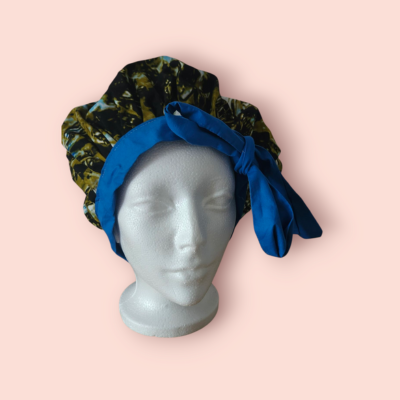 Printed fabric cap with fabric drawstring - Surgical cap, nurse's cap or doctor's cap in wax