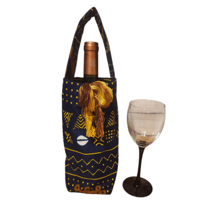 🧵 Sac à vin en coton imprimé - Élégamment fabriqué à la main et réutilisable
